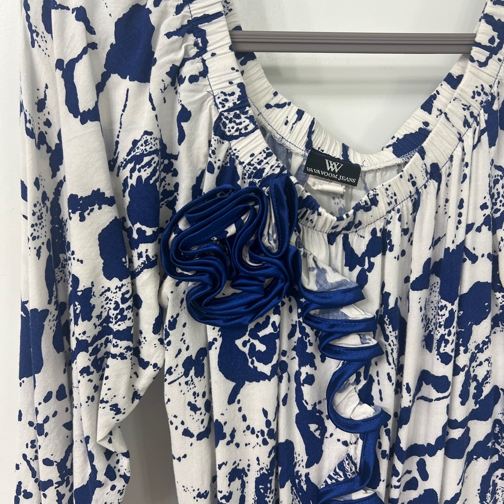 VaVaVoom Splatter Blouse/Mini Dress with Floral Detail